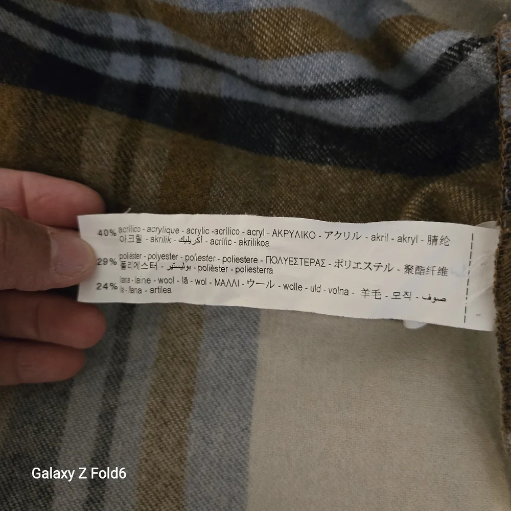 Zara Italian Fabric Wool Blend Plaid Shacket Brown Blue‎ — Men’s Medium Layering